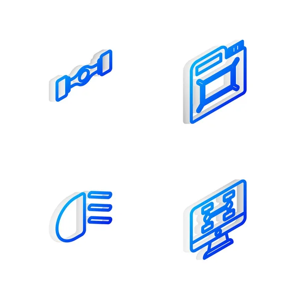 Set Isometric Line Conteneur Pour Huile Moteur Voiture Châssis Faisceau — Image vectorielle