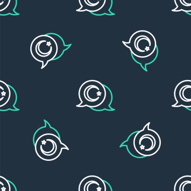 Hat Yıldızı ve Hilal - İslam ikonunun sembolü, siyah arkaplanda izole edilmiş kusursuz desen. Din sembolü. Vektör