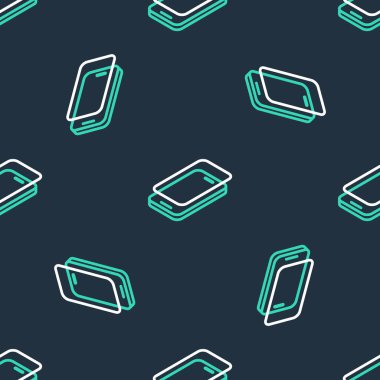 Akıllı telefon simgesi için çizgi cam ekran koruyucusu siyah arkaplanda izole edilmiş kusursuz desen. Cam için koruyucu film. Cep telefonu için şeffaf yumuşak cam. Vektör