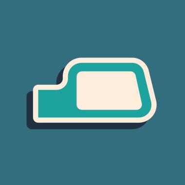 Yeşil Araba ayna simgesi yeşil arkaplanda izole edildi. Uzun gölge tarzı. Vektör