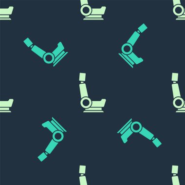 Yeşil ve bej renkli araç koltuğu ikonu mavi arka planda izole edilmiş pürüzsüz desen. Araba koltuğu. Vektör