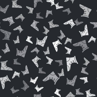 Gri Spor Boks Ayakkabısı ikonu siyah arka planda izole edilmiş pürüzsüz desen. Güreş ayakkabıları. Vektör