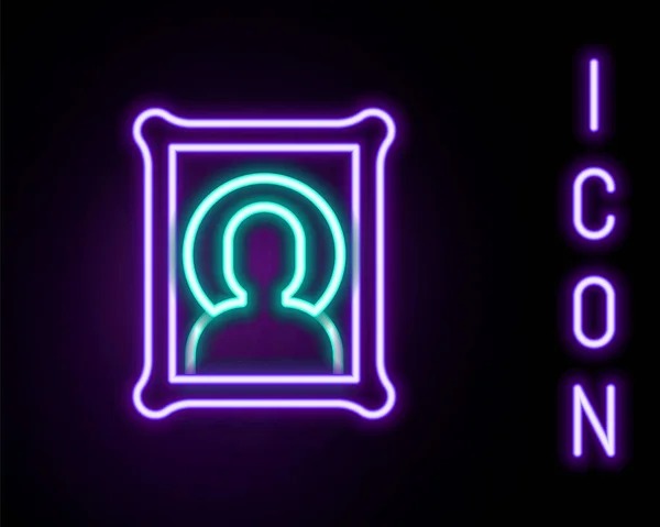 Gloeiende Neon Lijn Christelijk Icoon Geïsoleerd Zwarte Achtergrond Kleurrijk Concept — Stockvector