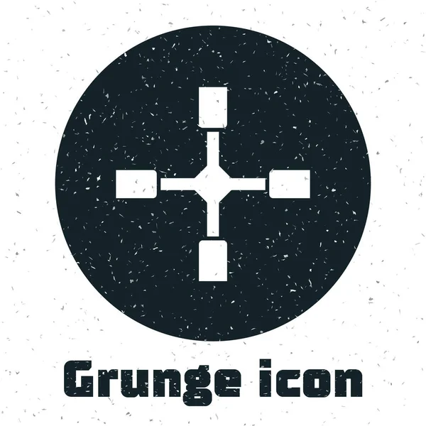 Grunge Wheel Schraubenschlüssel Symbol Isoliert Auf Weißem Hintergrund Radstrebe Monochrome — Stockvektor