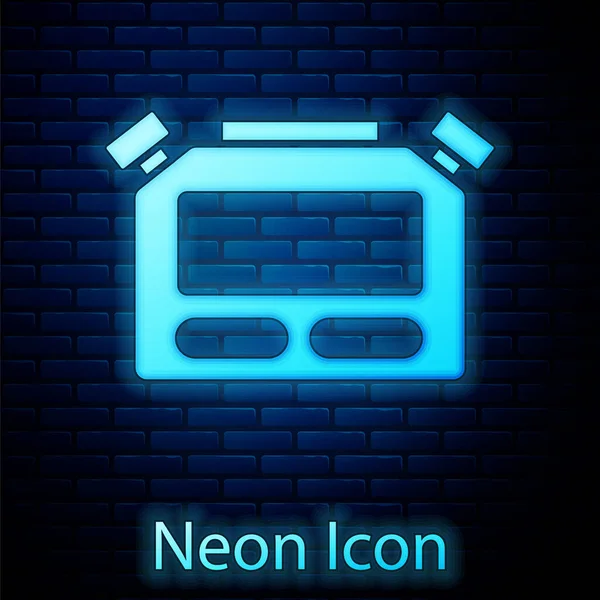 Hehkuva Neon Sekuntikello Kuvake Eristetty Tiili Seinään Tausta Ajastinmerkki Kronometrin — vektorikuva
