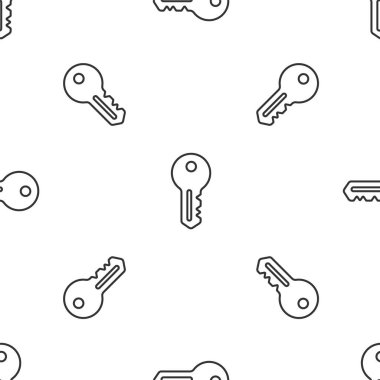 Gri çizgi ev anahtar simgesi beyaz arka planda kusursuz desen izole etti. Vektör