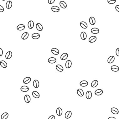 Gri çizgi kahve çekirdeği ikonu beyaz arka planda kusursuz desen izole etti. Vektör