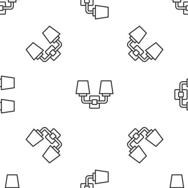 Gri çizgi duvar lambası ya da lamba simgesi beyaz arka planda izole edilmiş pürüzsüz desen. Duvar lambası ışığı. Vektör