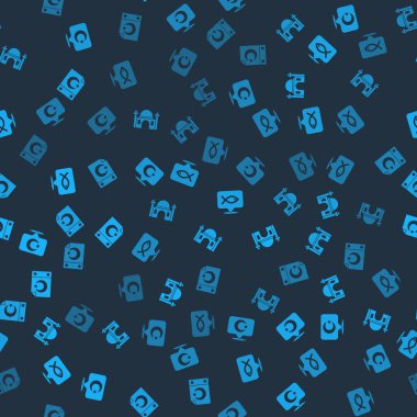 Set Yıldızı ve Hilal, Müslüman Camii, Hristiyan balığı ve kusursuz desen. Vektör