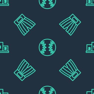 Beyzbol topu, kısa boks ve spor şampiyonları podyumu ödülleri. Vektör