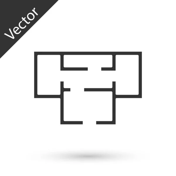 Icono Plano Grey House Aislado Sobre Fondo Blanco Vector — Vector de stock