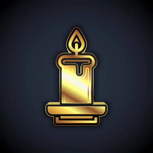 Gold Aroma Candle Icon Isolated Black Background Vector — Stock Vector