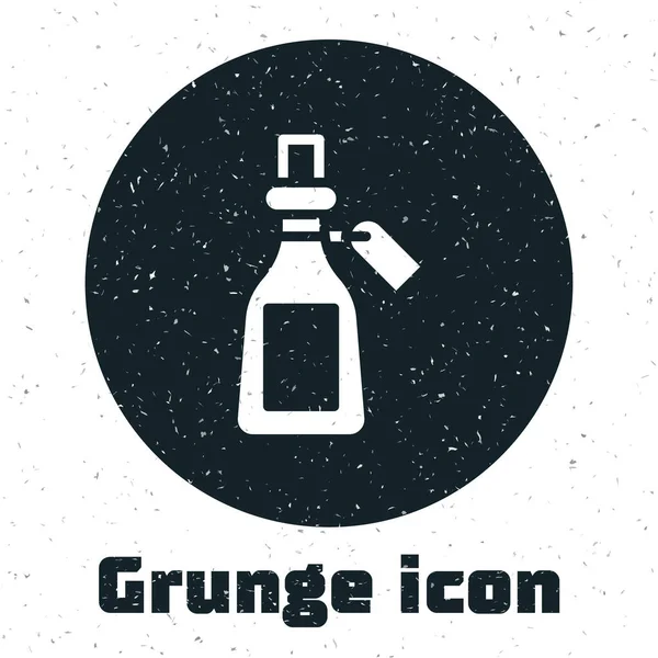 Grunge Icono Botella Aceite Esencial Aislado Sobre Fondo Blanco Esencia — Vector de stock