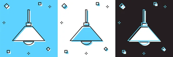 Set Lampe Pendaison Icône Isolée Sur Fond Bleu Blanc Noir — Image vectorielle