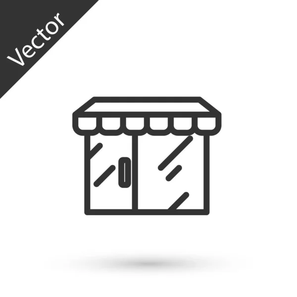 Línea Gris Edificio Compras Icono Tienda Mercado Aislado Sobre Fondo — Vector de stock