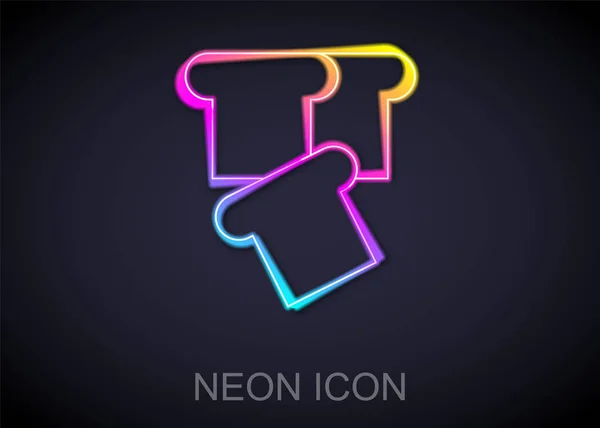 Ragyogó Neon Vonal Kenyér Pirítóst Szendvics Darab Sült Crouton Ikon — Stock Vector