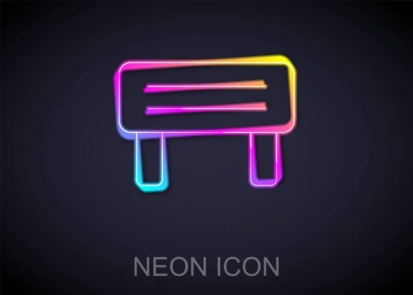 Linea Neon Luminosa Icona Panca Legno Sauna Isolata Sfondo Nero — Vettoriale Stock