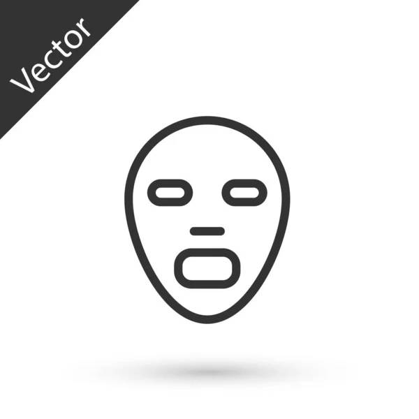 Línea Gris Icono Máscara Cosmética Facial Aislado Sobre Fondo Blanco — Vector de stock