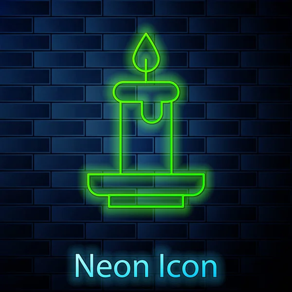 Glödande Neon Linje Arom Ljus Ikon Isolerad Tegel Vägg Bakgrund — Stock vektor