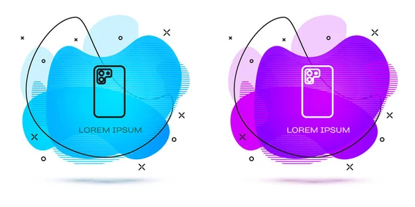 线智能手机 手机图标隔离在白色背景上 带液体形状的抽象横幅 — 图库矢量图片