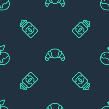 Hattı ayçöreği, şeker kavanozu ve elmalı şekeri kusursuz desenli karamelaya ayarlayın. Vektör