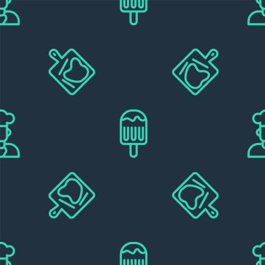 Dondurma, kesme tahtası ve aşçı hatlarını kusursuz bir şekilde ayarlayın. Vektör