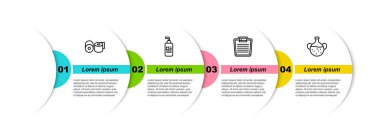 Tuvalet kağıdı rulosu, krem ya da losyon kozmetik tüpü, banyo terazisi ve gerekli şişe. Ticari bilgi şablonu. Vektör