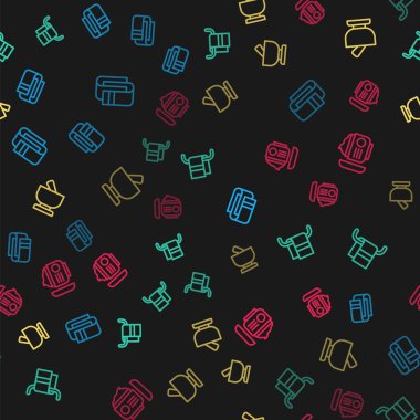 Hat havluları, havan toplarını ve krem losyonu kozmetik tüplerini dikişsiz desene göre dizin. Vektör