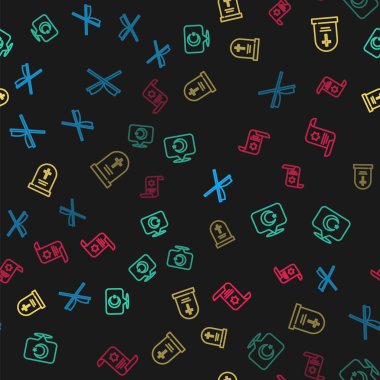 Kur 'an, Yıldız ve Hilal' in kutsal kitabı haçlı Tombstone ve pürüzsüz desenli Tevrat parşömeni. Vektör