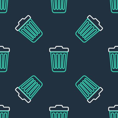 Çöp kutusu simgesi siyah arkaplanda izole edilmiş. Çöp kutusu tabelası. Vektör