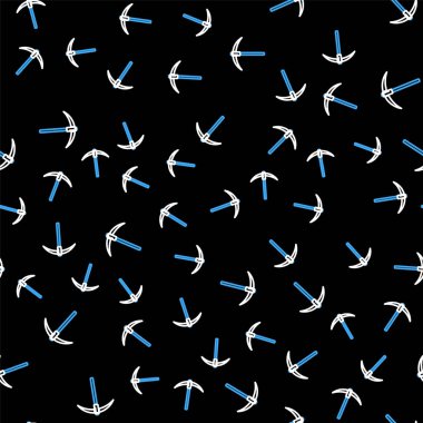 Çizgi Kazma simgesi siyah arkaplanda izole edilmiş. Engelleme teknolojisi, kripto para madenciliği, bitcoin, dijital para piyasası, kripto para cüzdanı. Vektör