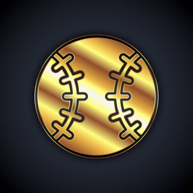 Siyah arka planda izole edilmiş altın beyzbol topu ikonu. Vektör