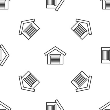 Gri çizgi Garaj ikonu beyaz arka planda kusursuz desen izole etti. Vektör