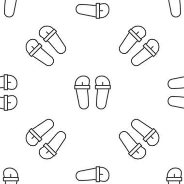 Gri çizgili terlik ikonu beyaz arka planda izole edilmiş kusursuz desen. Plaj terlikleri tabelası. Vektör