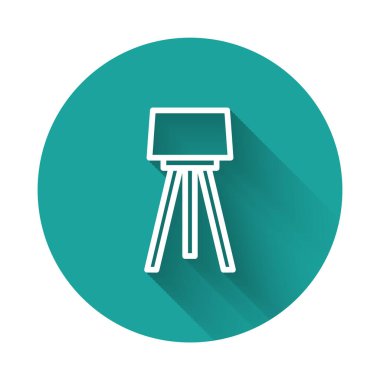 Beyaz çizgi zemin lamba ikonu uzun gölge arkaplan izole. Yeşil daire düğmesi. Vektör