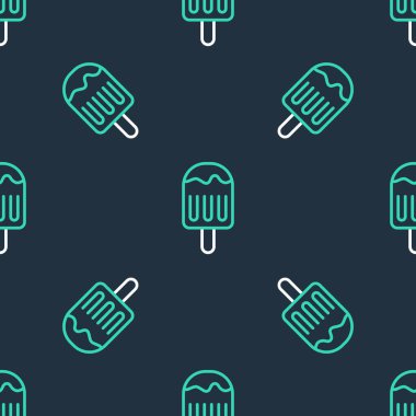 Çubuk simgesinde çizgi dondurması siyah arka planda izole edilmiş pürüzsüz desen. Güzel sembol. Vektör