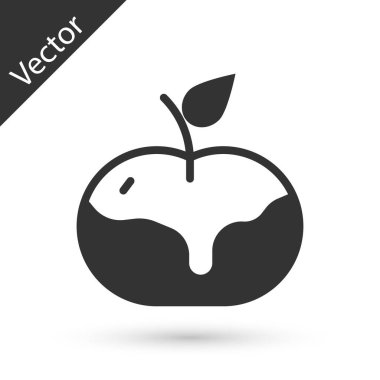 Beyaz arka planda izole edilmiş karamelli gri elma. Vektör