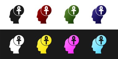 Siyah ve beyaz arkaplanda Cross ankh simgesini ayır. Vektör