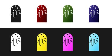 Paskalya pastası simgesini siyah beyaz arkaplanda izole et. Mutlu Paskalyalar. Vektör