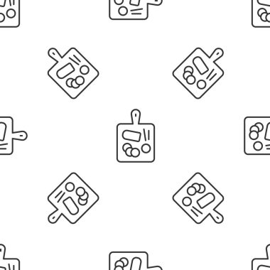 Gri çizgi kesme tahtası simgesi beyaz arka planda izole edilmiş pürüzsüz desen. Kesme tahtası sembolü. Vektör