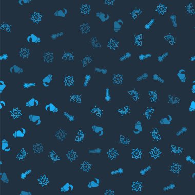 Ultraviyole ışını, bulutlu Gökkuşağı 'nı Meteoroloji termometresini, termometreyi ve bulutu ayarlayın. Vektör.