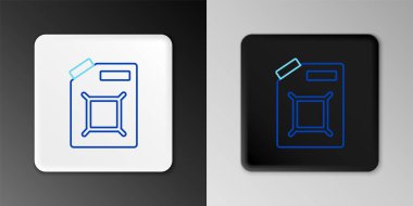 Benzin ikonu için çizgi kutusu gri arka planda izole edildi. Dizel gaz ikonu. Renkli taslak konsepti. Vektör