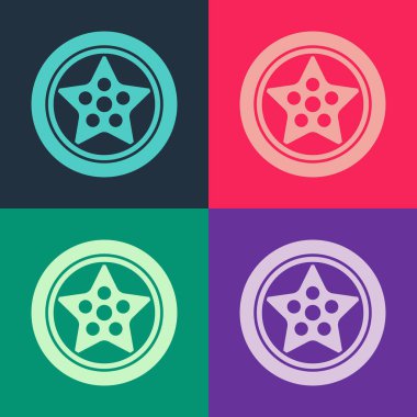 Pop Art Car tekerleği simgesi renk arkaplanında izole edildi. Vektör