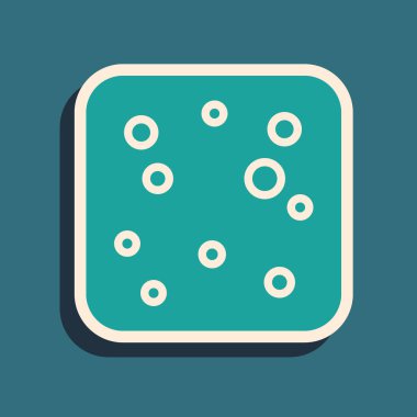 Yeşil bira baloncukları simgesi yeşil arkaplanda izole edildi. Uzun gölge tarzı. Vektör