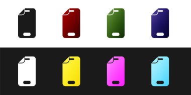 Akıllı telefon simgesi için cam ekran koruyucusunu siyah beyaz arkaplanda izole et. Cam için koruyucu film. Cep telefonu için şeffaf yumuşak cam. Vektör