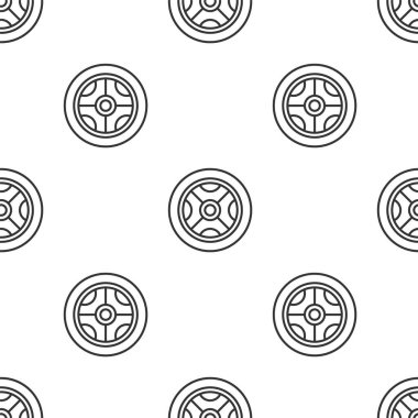 Gri çizgi araba tekerleği ikonu beyaz arka planda izole edilmiş kusursuz desen. Vektör