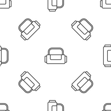 Gri çizgi spor çanta ikonu beyaz arka planda izole edilmiş pürüzsüz desen. Vektör