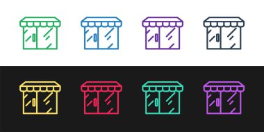 Siyah beyaz arka planda izole edilmiş bir market simgesi ya da alışveriş hattı oluştur. Dükkan inşaatı. Vektör