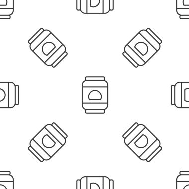 Gri çizgi birası beyaz arka planda izole edilmiş kusursuz desen oluşturabilir. Vektör