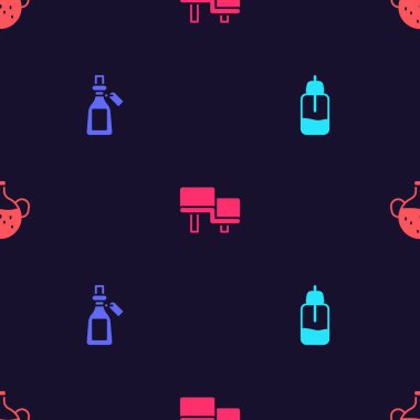 Temel yağ şişesi, sauna ahşap bank ve pürüzsüz desen ayarlayın. Vektör